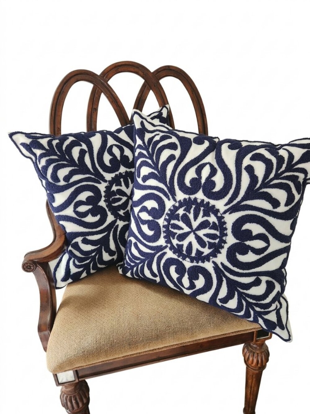 Embroidered Decorative Throw Pillow Covers 18"x18" Set of 2 Pieces